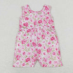 SR1127 baby girl clothes pink floral girl summer jumpsuit