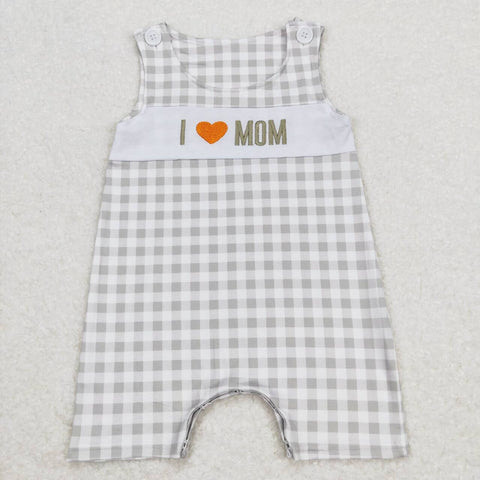 SR1132  baby boy clothes embroidery I love mom toddler boy summer romper