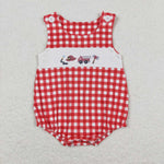 SR1174  baby boy clothes firemen gingham toddler boy summer bubble