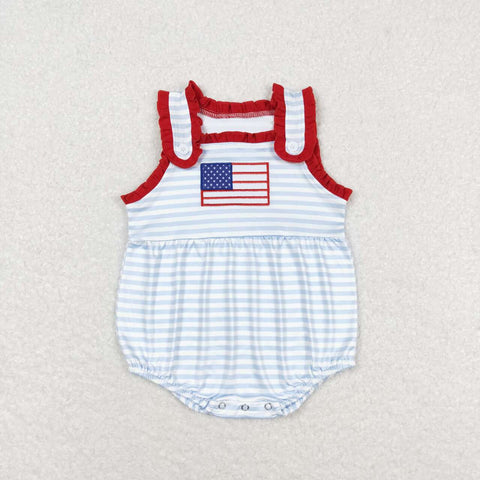 SR1210 baby girl clothes embroidery 4th of July patriotic toddler girl summer bubble