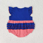 SR1211 baby girl clothes embroidery 4th of July patriotic toddler girl summer bubble