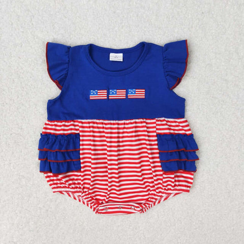 SR1211 baby girl clothes embroidery 4th of July patriotic toddler girl summer bubble