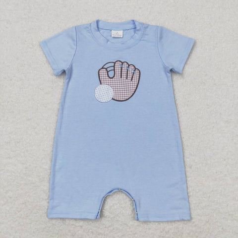 SR1214  baby boy clothes embroidery baseball glove toddler boy  summer romper
