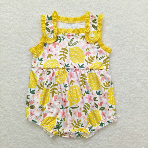 SR1224  baby girl clothes yellow lemon toddler girl summer bubble