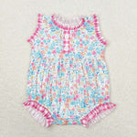 SR1245 baby girl clothes floral gingham toddler girl summer bubble