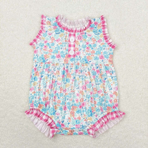 SR1245 baby girl clothes floral gingham toddler girl summer bubble