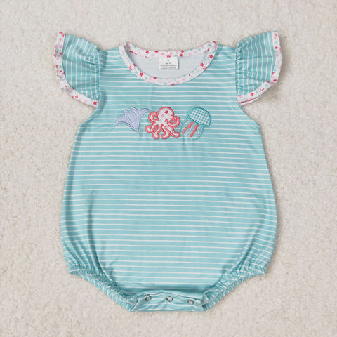 SR1267 baby girl clothes embroidery sea animals toddler girl summer bubble