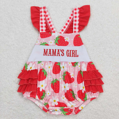 SR1269 baby girl clothes embroidery mama’s girl strawberry toddler girl summer bubble