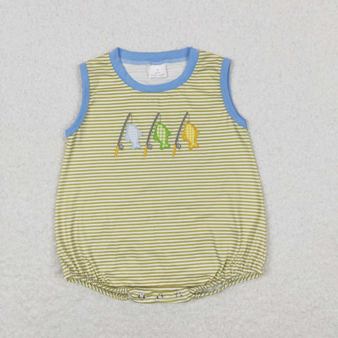 SR1281  baby boy clothes embroidery fishing toddler boy summer bubble