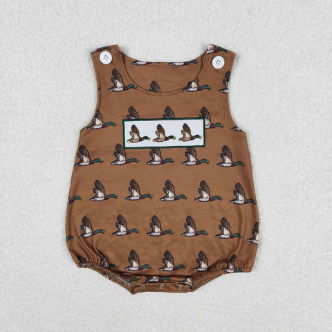 SR1285  baby boy clothes embroidery brown mallard toddler boy summer bubble