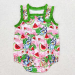 SR1308  baby girl clothes cartoon dog watermelon toddler girl summer bubble