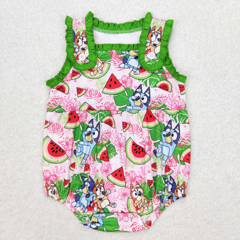 SR1308  baby girl clothes cartoon dog watermelon toddler girl summer bubble