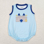 SR1318 baby boy clothes embroidery castle toddler boy summer bubble