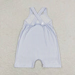 SR1362  baby boy clothes blue stripes toddler boy summer romper