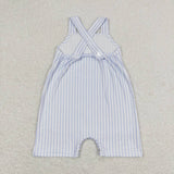 SR1362  baby boy clothes blue stripes toddler boy summer romper