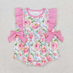 SR1420 baby girl clothes pink flower toddler girl summer bubble
