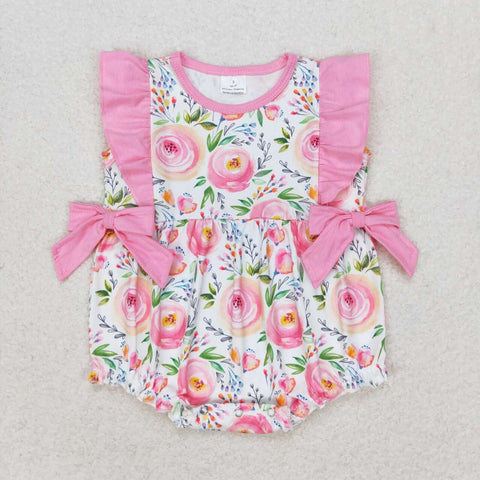 SR1420 baby girl clothes pink flower toddler girl summer bubble