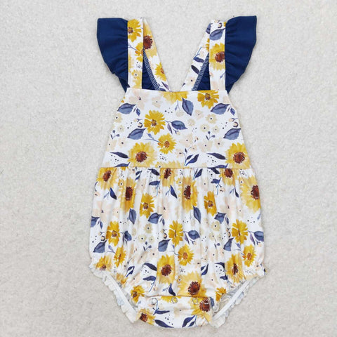 SR1422  baby girl clothes yellow flowers toddler girl summer bubble