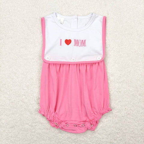 SR1434  baby girl clothes embroidery I love mom toddler girl summer bubble