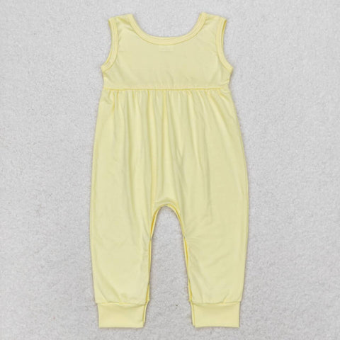SR1447  baby girl clothes pure yellow toddler girl summer romper