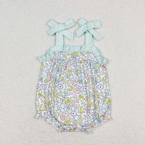 SR1456 baby girl clothes blue floral toddler girl summer bubble