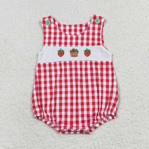 SR1468   baby boy clothes embroidery  strawberry toddler boy summer bubble