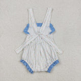 SR1478  baby girl clothes blue floral toddler girl summer bubble