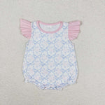 SR1522 baby girl clothes blue ribbon toddler girl summer bubble