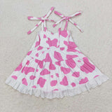 SR1549   baby girl clothes pink cow pattern toddler girl summer bubble