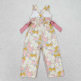 SR1674  baby girl clothes yellow floral girl summer jumpsuit