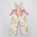 SR1674  baby girl clothes yellow floral girl summer jumpsuit