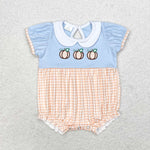 SR1710 baby girl clothes embroidery three pumpkin toddler girl halloween bubble