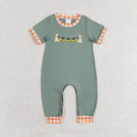 SR1793  baby boy clothes embroidery pumpkin dog toddler boy halloween romper