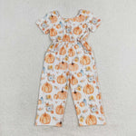 SR1880   toddler girl clothes pumpkin girl thanksgiving jumpsuit