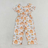 SR1880   toddler girl clothes pumpkin girl thanksgiving jumpsuit