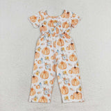 SR1880   toddler girl clothes pumpkin girl thanksgiving jumpsuit