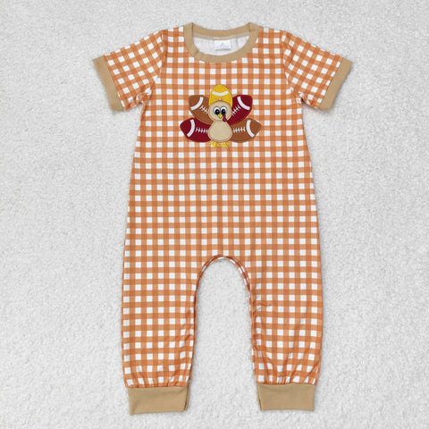 SR1887  baby boy clothes embroidery turkey toddler boy thanksgiving day summer romper