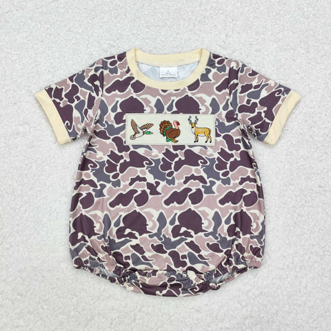 SR1902   baby boy clothes embroidery hunting camo toddler boy summer bubble