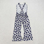 SR1932   baby girl clothes purple leopard print baby girl  jumpsuit