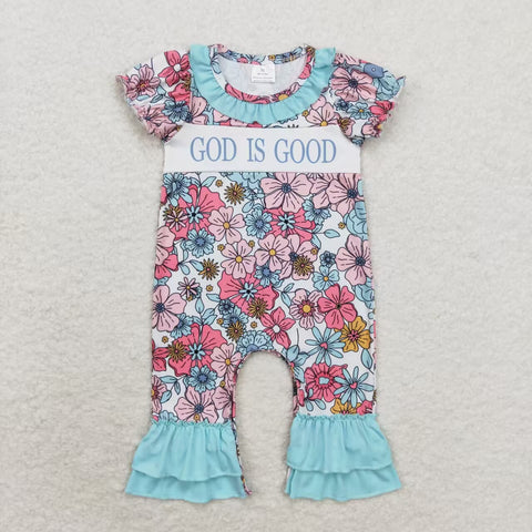 SR1938   baby girl clothes god is good girl summer romper