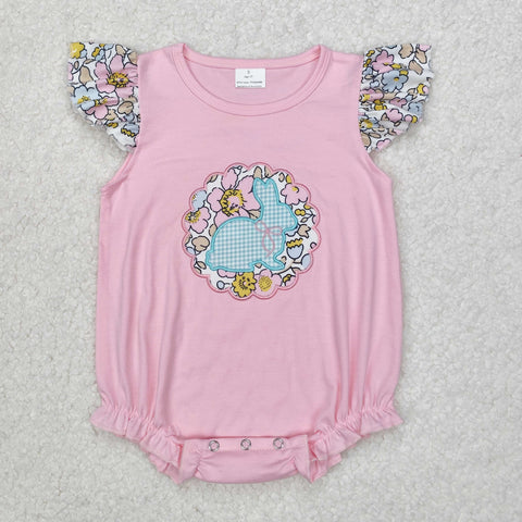 SR2054  baby girl clothes embroidery rabbit girl easter summer bubble