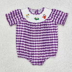 SR2060  baby girl clothes smocked embroidery animal girl mardi gras bubble