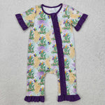 SR2068 baby girl clothes dino girl  mardi gras romper