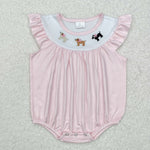 SR2073   baby girl clothes embroidery dog  girl summer bubble