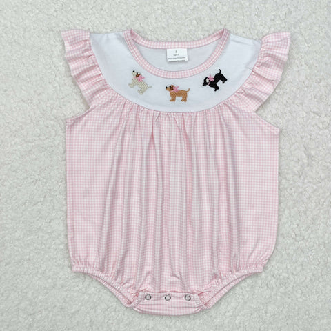 SR2073   baby girl clothes embroidery dog  girl summer bubble