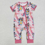 SR2105   baby girl clothes cartoon dog girl summer romper