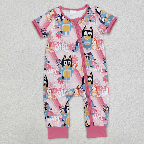 SR2105   baby girl clothes cartoon dog girl summer romper