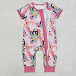 SR2105   baby girl clothes cartoon dog girl summer romper