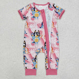 SR2105   baby girl clothes cartoon dog girl summer romper