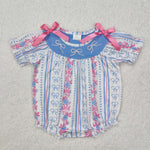 SR2131  baby girl clothes embroidery  bows girl summer bubble